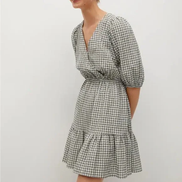 mango check short dress Mango